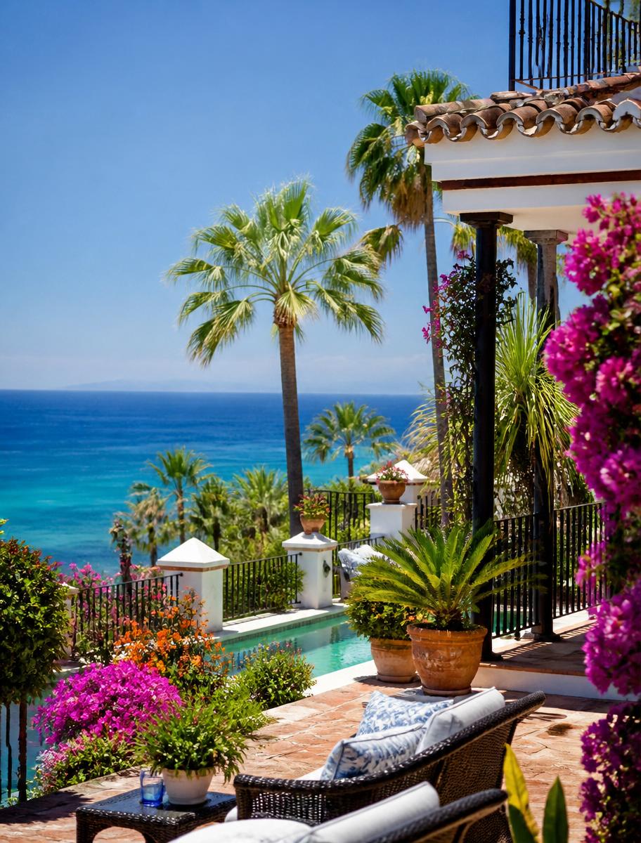 Sea view from a luxury Marbella villa terrace